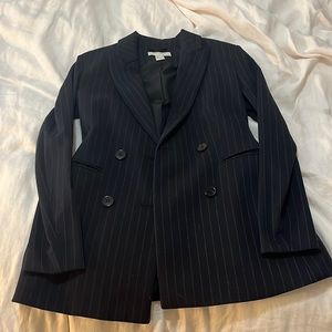 Navy and white stripped pinstripe blazer